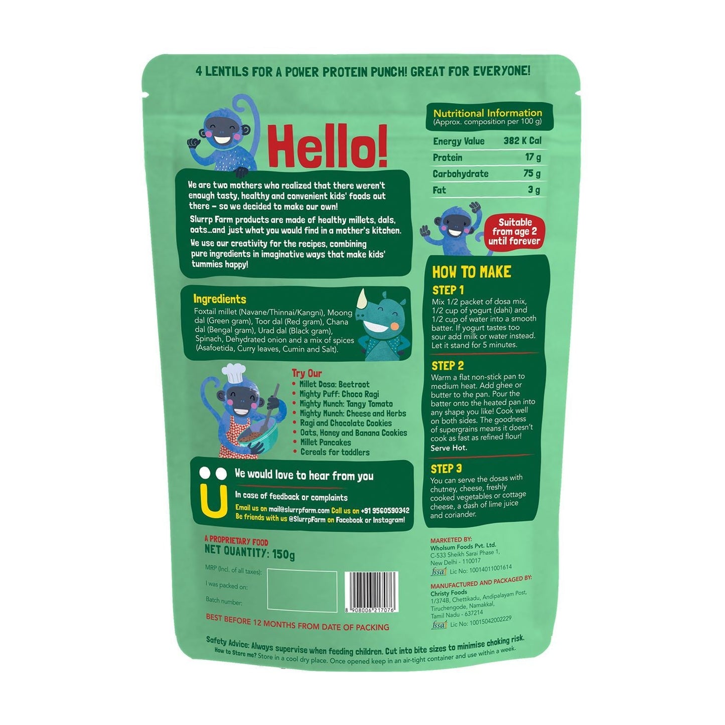 Slurrp Farm Millet & Supergrains Dosa Mix Spinach