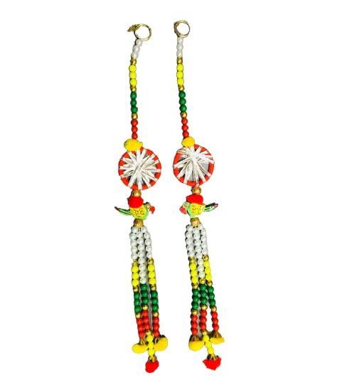 Multicolour Beads Door Toran With Parrot & Thread Rings Set (16")