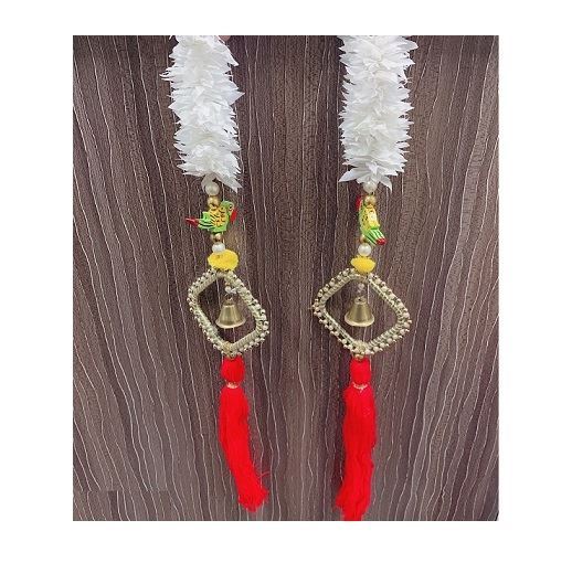 Artificial Jasmine Door Toran With Parrot & Bells Set (18")