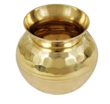 Brass Gold Tone Lota Pooja Kalash Water Storage Pot