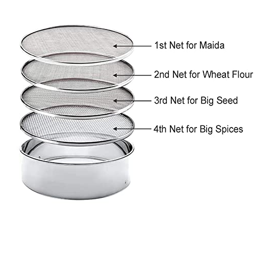 Delux Bombay Stainless Steel 4 in 1 Interchangeable (Chalni) Sieve
