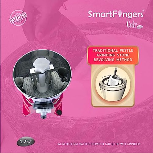 SmartFingers Comfort Plus Mini Table Top Wet Grinder 230V 50hz
