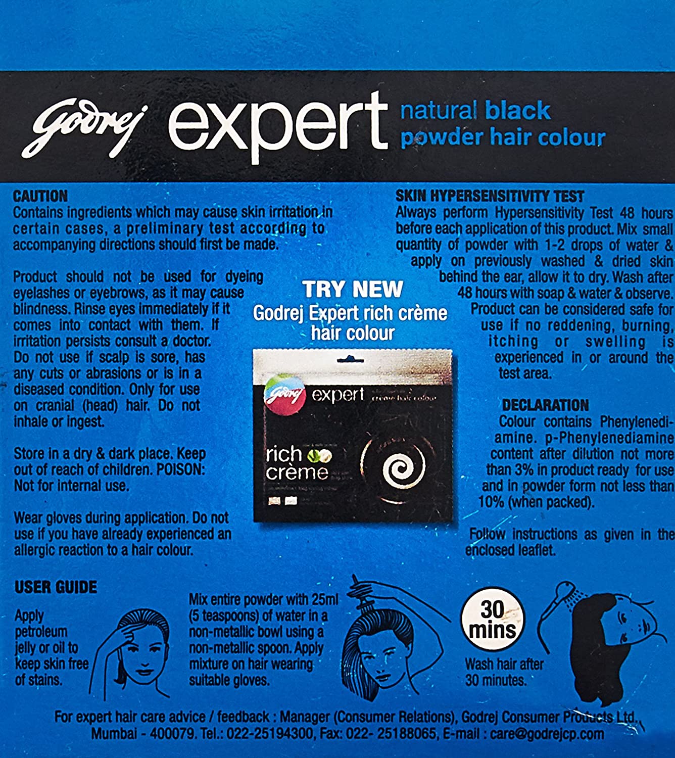 Godrej Ezee Expert Original Powder Hair Colour Natural Black