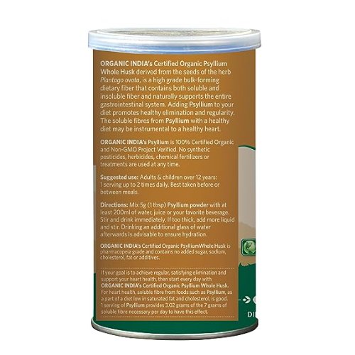 Organic India Whole Husk Psyllium Excellent Source of Natural Dietary Fibre (Certified Organic)