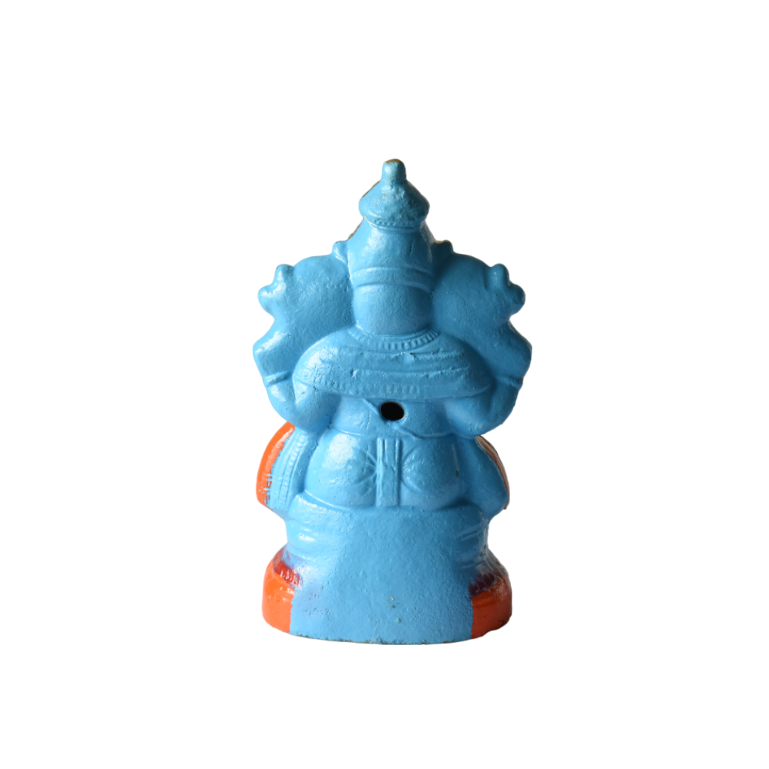 Ganesha Statue Painted Blue Idol Made With Real Clay - 1.2 Feet
