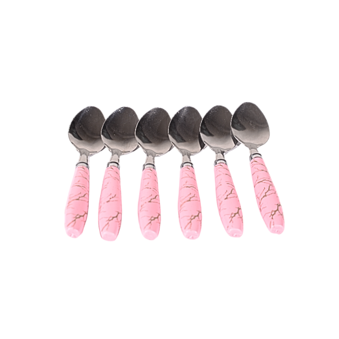 Fancy Spoon With Plastic Handle - Set Of 6