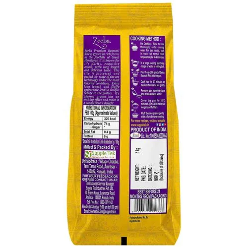 Zeeba 1121 Premium Basmati Rice Pure Authentic & Delicious Taste - 1 Kg