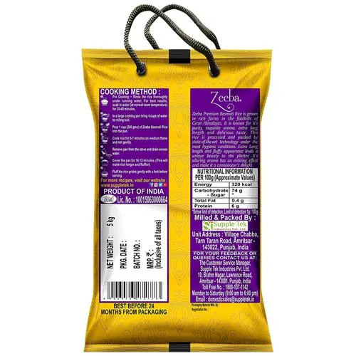 Zeeba 1121 Premium Basmati Rice Pure Authentic & Delicious Taste - 5 Kg
