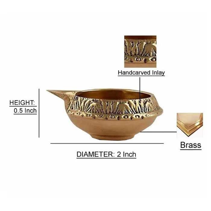 Antique Brass Agalvilaku - Set of 6