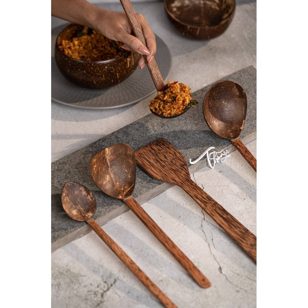 Coconut Shell Cooking Spoon Set - Set of 5