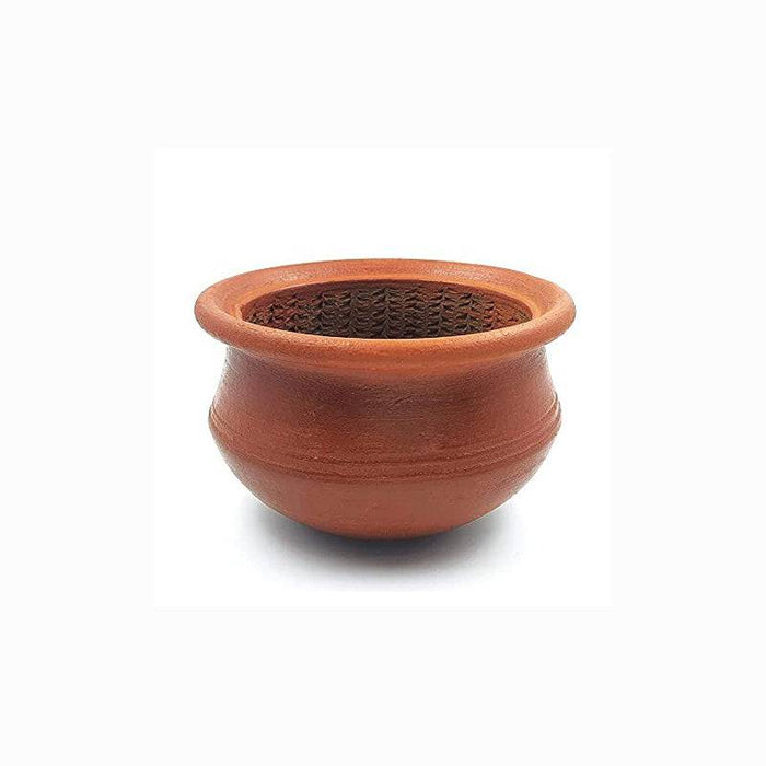 Village Decor Earthern Clay Keerai Chatti Spinach Pot With Lid - 2 L