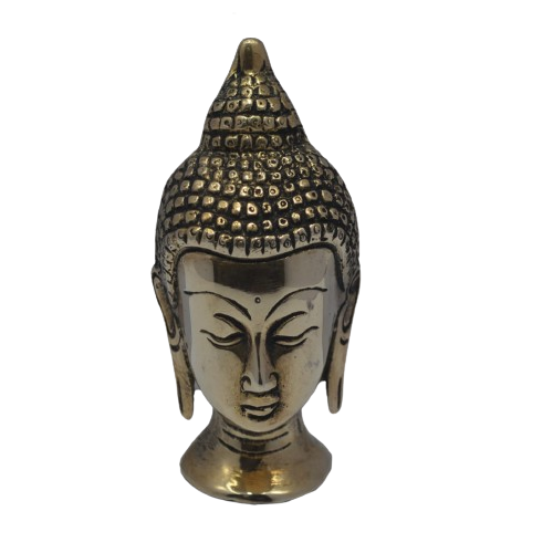 Brass Buddha Head Gold Plated Specially From Nachiyarkovil Kumbakonam - 3.5 Inch