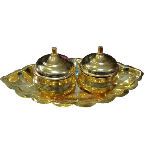 Brass Thali Kumkum Haldi Holder Plate Gold Plated Specially From Nachiyarkovil Kumbakonam - 1 Pc