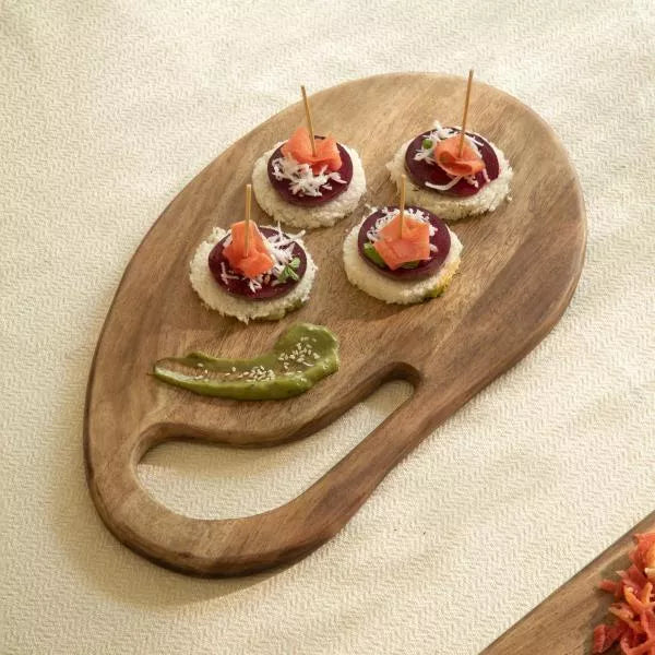 Ellementry Laimai Serving Board With Handle Large For Kitchen/Gifting Purpose (WDSWA2907) - 1 pc