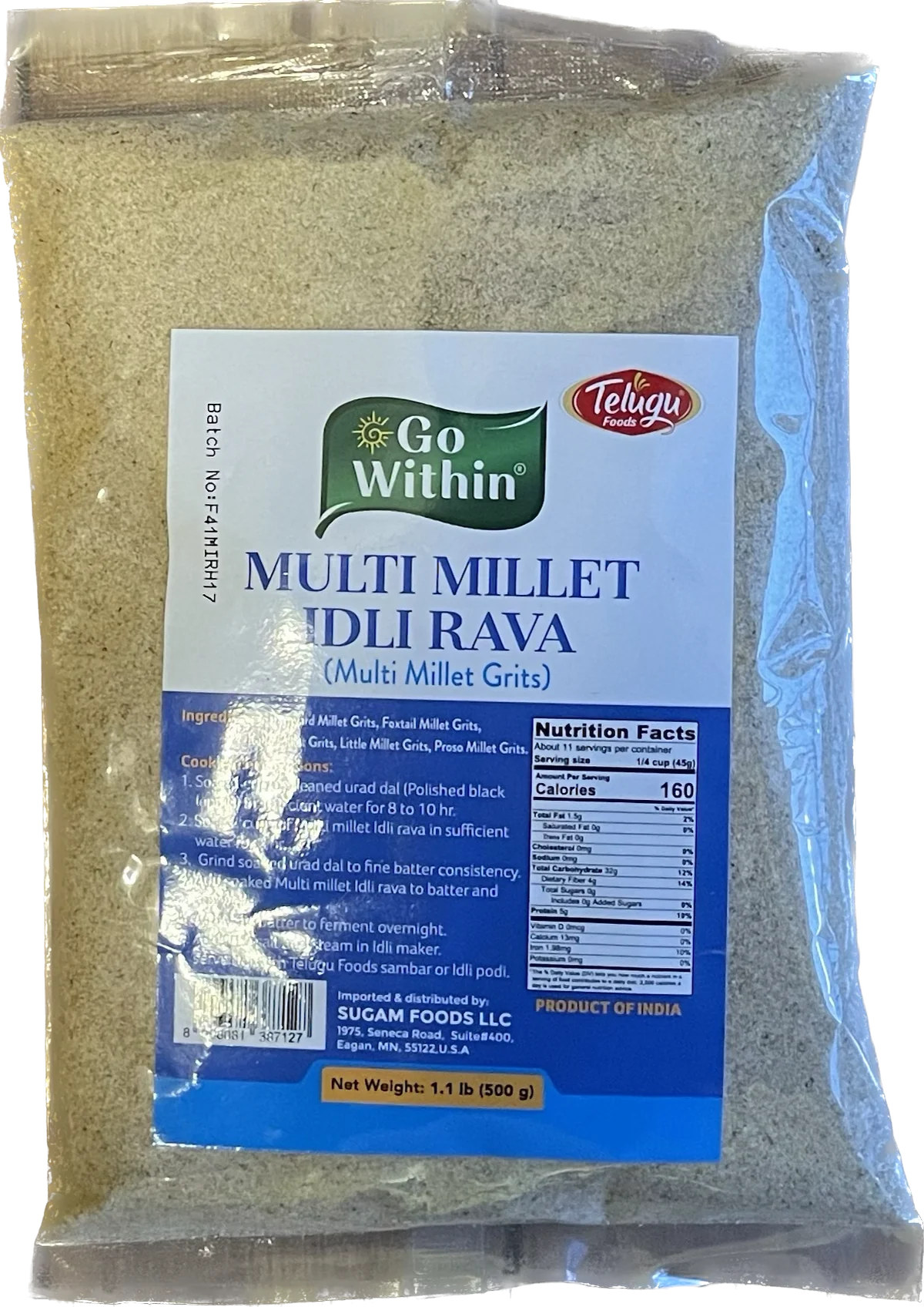 Telugu Foods Go Within Multi Millet Idli Rava /Semolina (Sooji/Suji) - 500 g