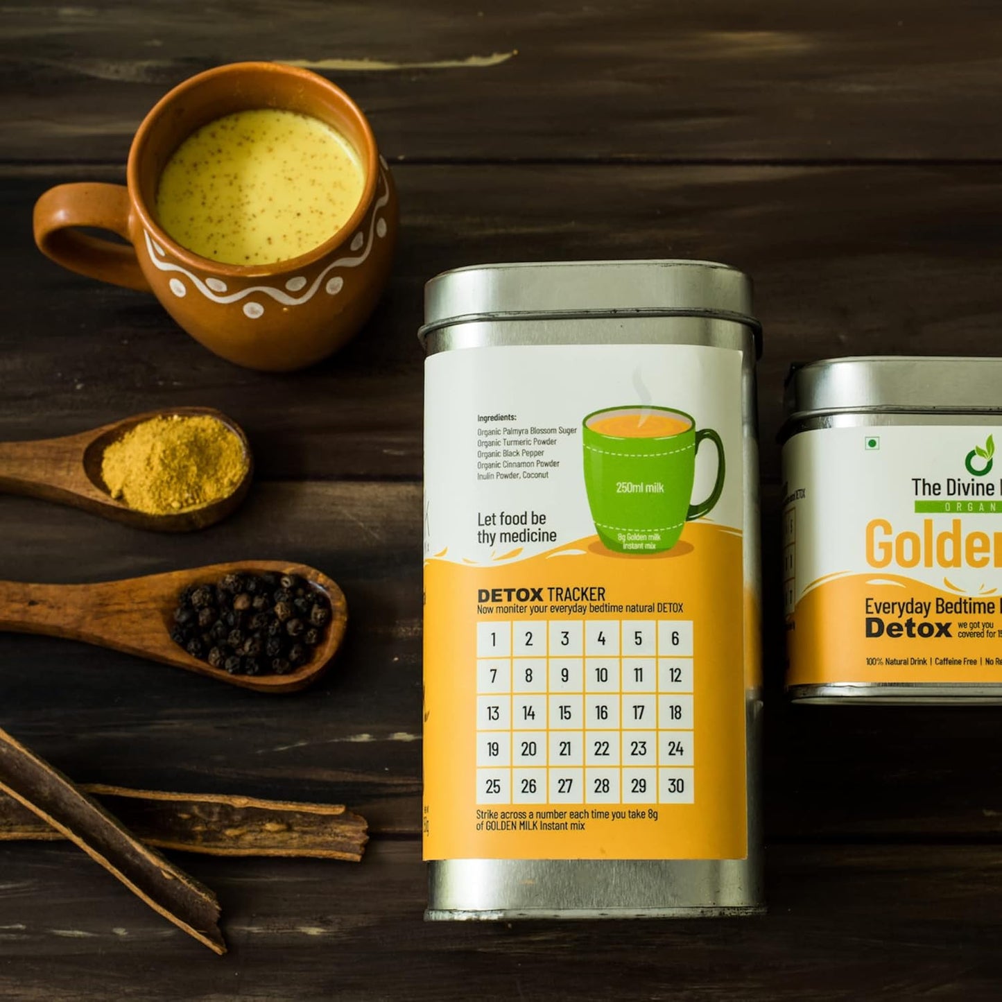 The Divine Foods Organic Golden Milk Natural Detox Drink DND Latte Mix - 250 g