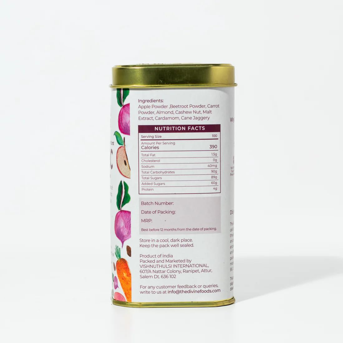 The Divine Foods Natural ABC latte Milk Mix (Apple+Beetroot+Carrot) For Skin Glow - 250 g