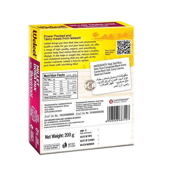 Weleet Beetroot Dosa Mix - 200 g