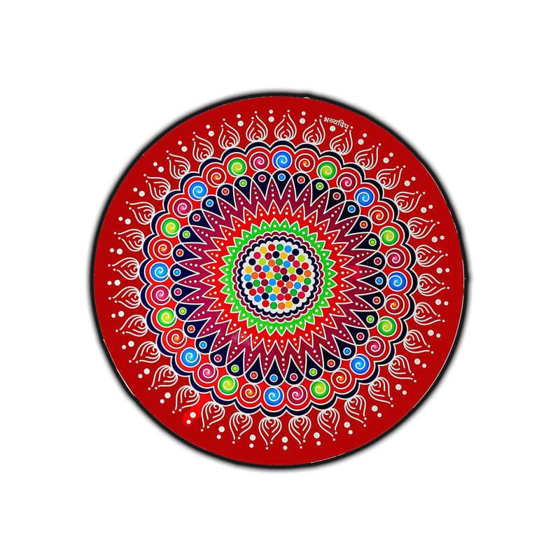 Rangoli Kolam Sticker Red Medium - set of 3 (10 inches)