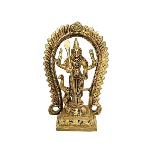 Brass Murugan Idol Gold Plated Specially From Nachiyarkovil Kumbakonam - 1 pc