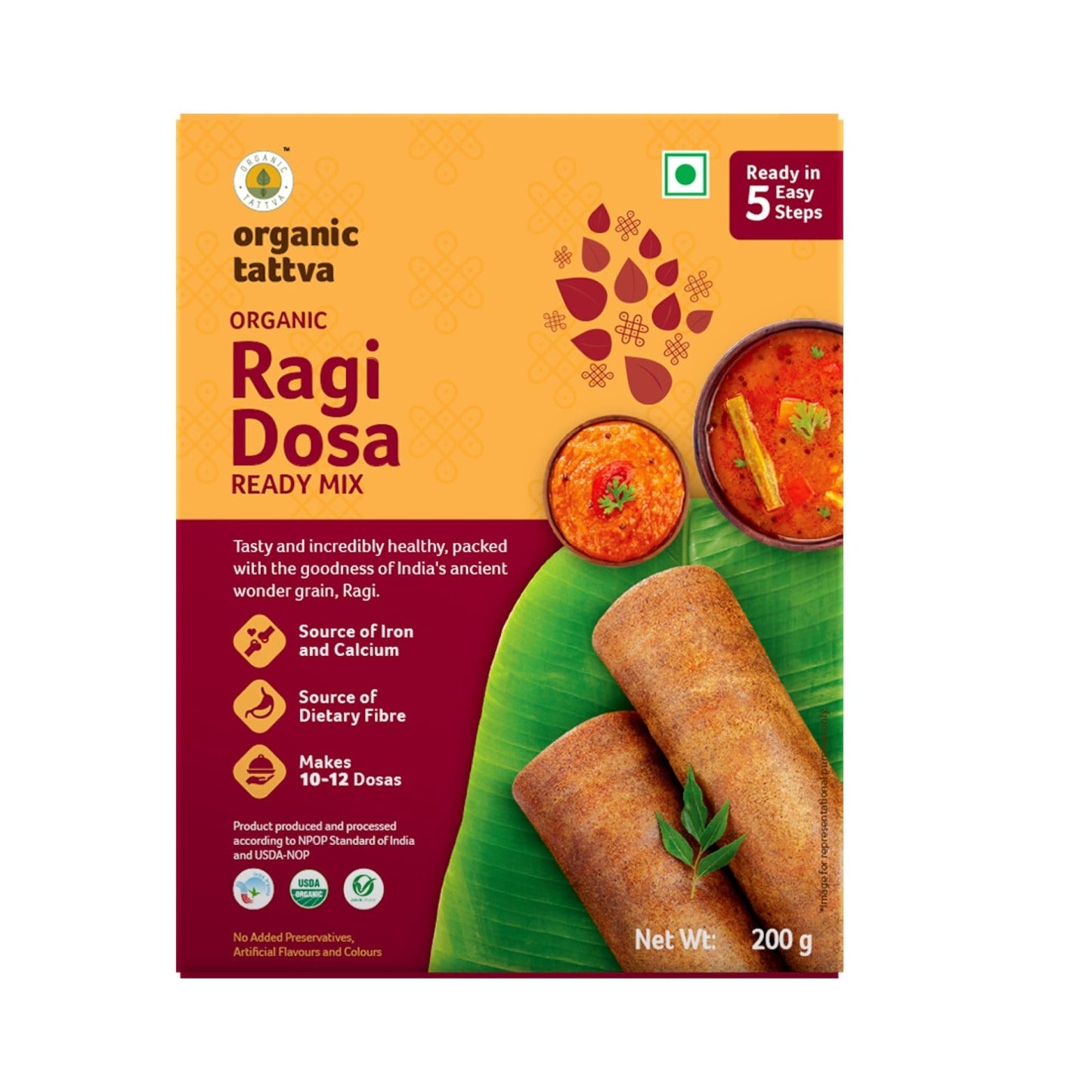 Organic Tattva Ragi Dosa Instant Ready Mix - 200 g