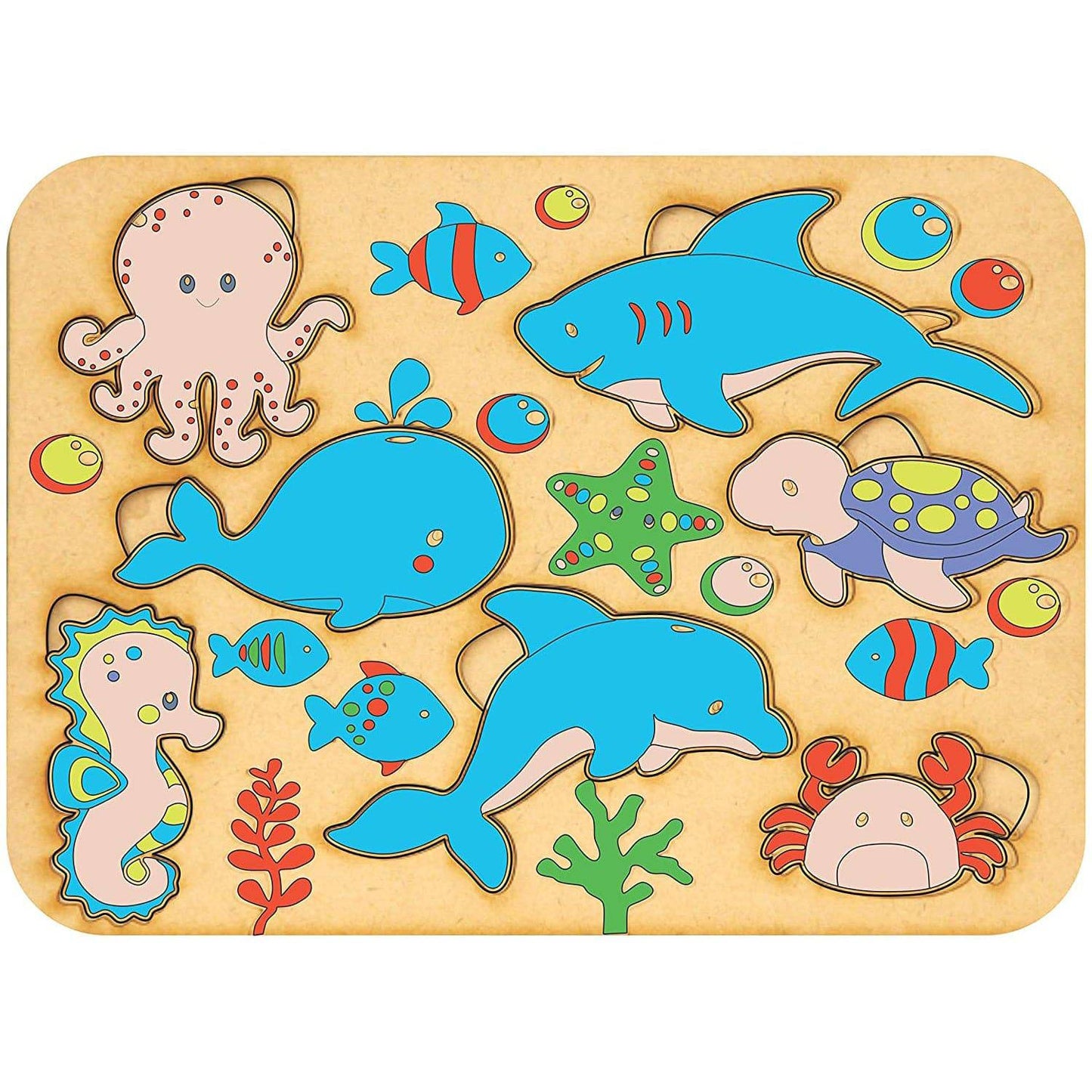 Baboon Paintabe Wooden Fish Puzzle for Kids - 1 PC