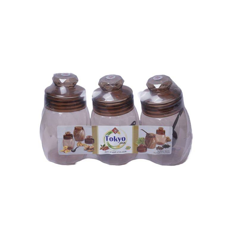 Plastic Tokiyo Jar Set With Lid - Set Of 3