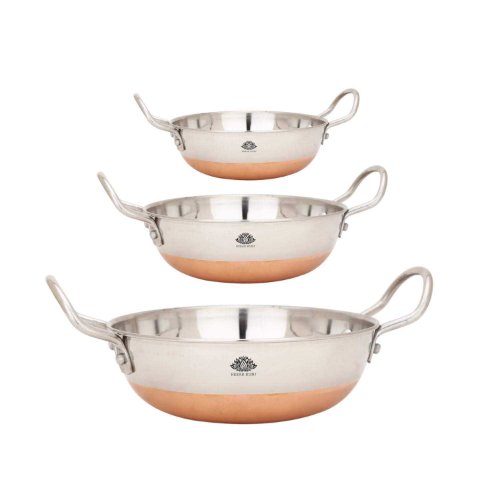 Stainless Steel Copper Bottom Kadai Set - 1 Pc