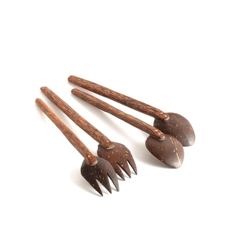 Coconut Shell Cutlery Set - (1 Spoon + 1 Fork)