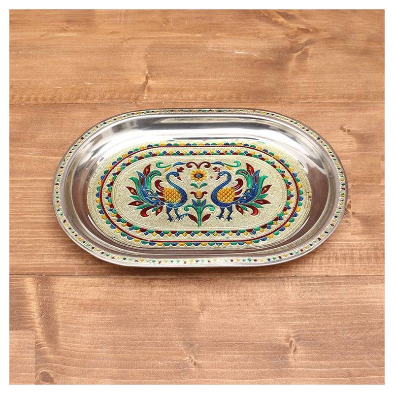 Minakari Oval Plate 12 inch - FromIndia.com