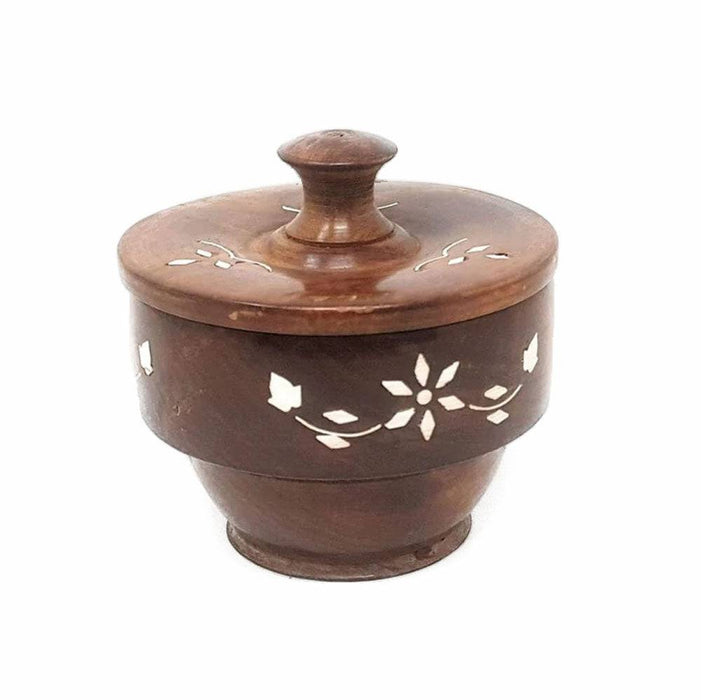 Wooden Fancy Bowl With Wooden Covering Plate - 1 pc