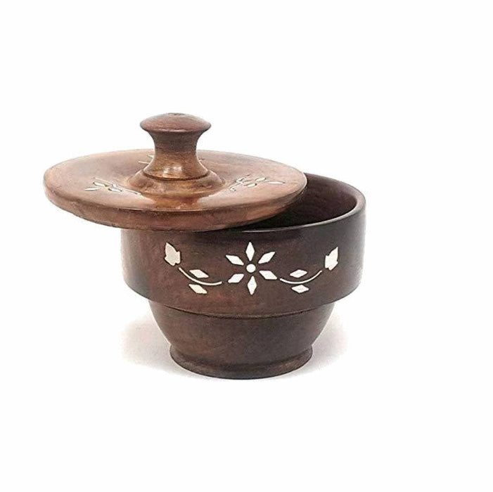Wooden Fancy Bowl With Wooden Covering Plate - 1 pc