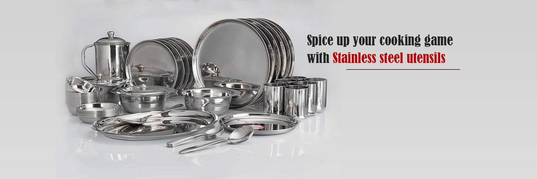 Spice up your cooking game with Stainless steel utensils. FromIndia.com