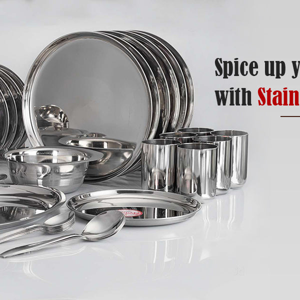 Spice up your cooking game with Stainless steel utensils. FromIndia.com