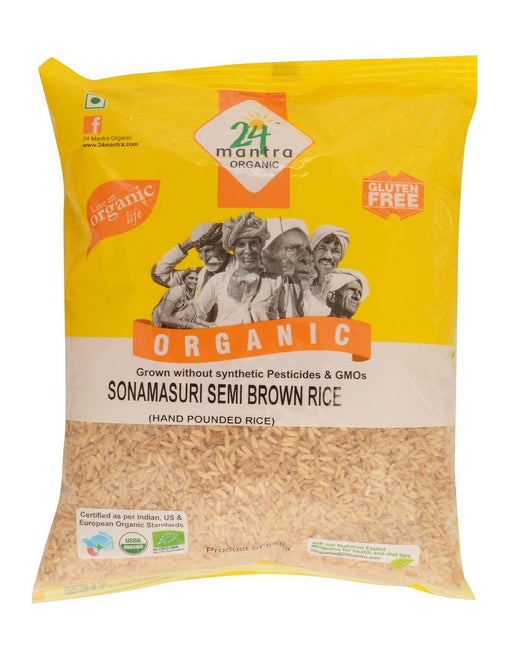 24 MANTRA Sona Masoori Semi Brown Rice (Hand Pounded)  (Certified ORGANIC) (No Exchange / Return)