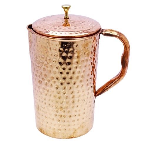 Jai Bharat Craft Of India Hammered Copper Water Jug With Lid