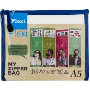 Flexi Brand Clear/Translucent Bag A5 Size BLUE(WB 841) 