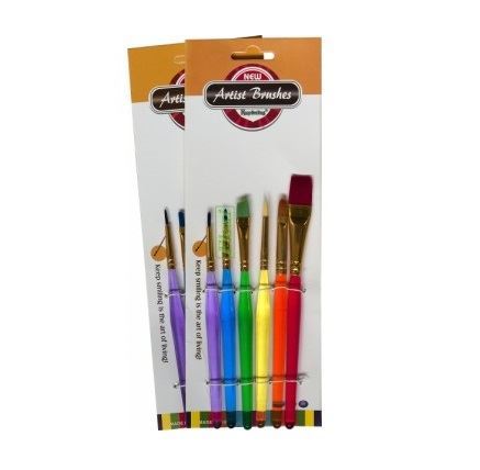 Flexi Brand Plastic Colour Handled Oil/Water Colour Artist Brush Set (A 0123C)