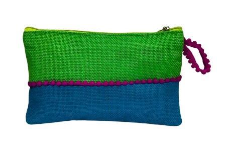 Eco Friendly Rectangle Zipper Jute Pouch (Colour May Vary)