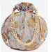 Designer Raw Silk Potli Bag With Golden Zari & Thread Embroidery Work GREY Colour For Gifting (Ganesh Puja Navratri & Diwali)