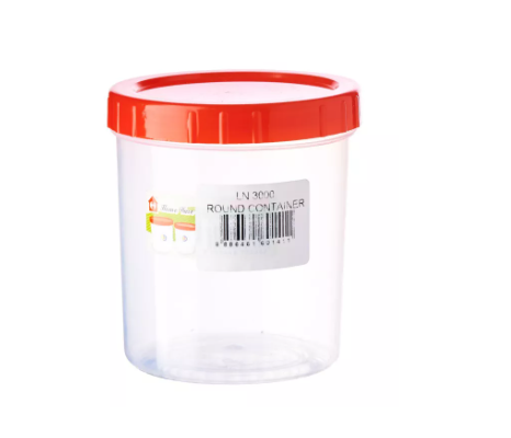Plastic Transparent Container With Red Lid (LN 3002)