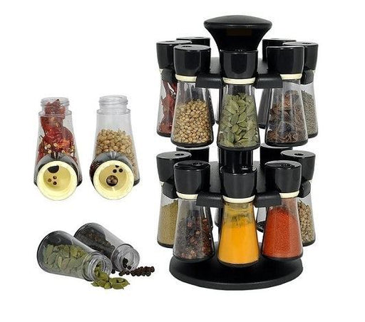 Kayden 2 Tier Revolving Spice Rack Organizer Spinning Countertop Kitchen Storage Holder Condiments Container