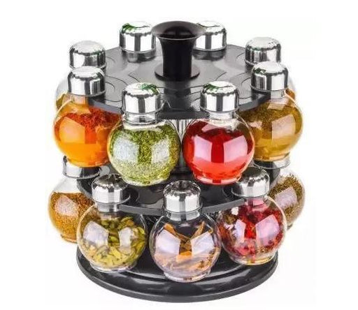 Kayden 2 Tier Revolving DELUXE Spice Rack Organizer Spinning Countertop Kitchen Storage Holder Condiments Container