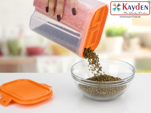 Kayden Plastic Made Transparent Type 2 Section Cereal Dispenser Cum Kitchen Food Storage Container