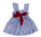 Nino Bambino 100% Organic Cotton Blue Horizontal Striped With Watermelon Designed Sleeveless Dress For Baby & Kid Girls (Certified ORGANIC)