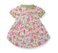 Nino Bambino 100% Organic Cotton Green N Pink Floral Designed Half Sleeve Apron Dress For Baby Girls (Certified ORGANIC)