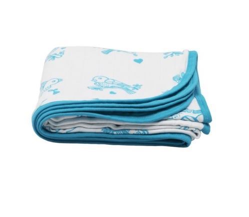 Kaarpas 100% Premium Cotton Muslin 2 Layered Blanket Quilt Baby Blanket With Animal Theme Of Sparrows Medium (KABL2013) (Certified ORGANIC)