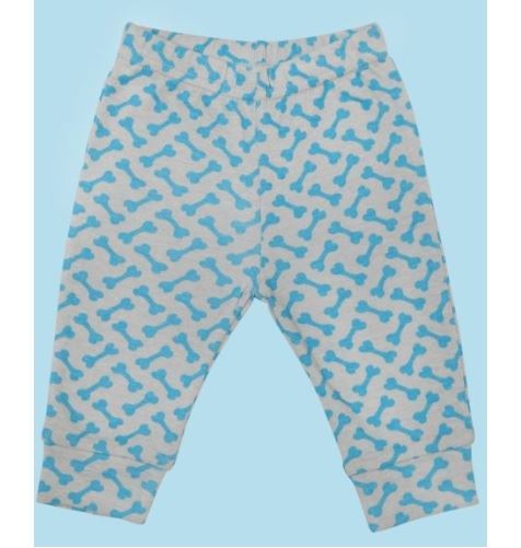 Kaarpas 100% Premium Organic Cotton 2 Piece Dog & Bones Print Baby Bodysuit Onesie Pant Set White & Grey With Blue (KAON1005) (Certified ORGANIC)