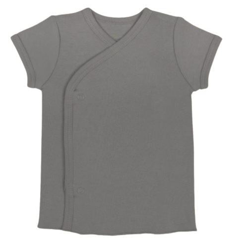 Kaarpas 100% Premium Cotton Organic Front Open Side Snap Half Short Sleeves T Shirt Jhabla GREY Colour (KAFH1005) (Certified ORGANIC)