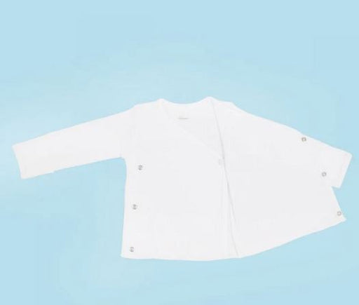 Kaarpas 100% Premium Cotton Organic Front Open Side Snap Full Long Sleeves T Shirt Jhabla White Colour (KABU3003) (Certified ORGANIC)